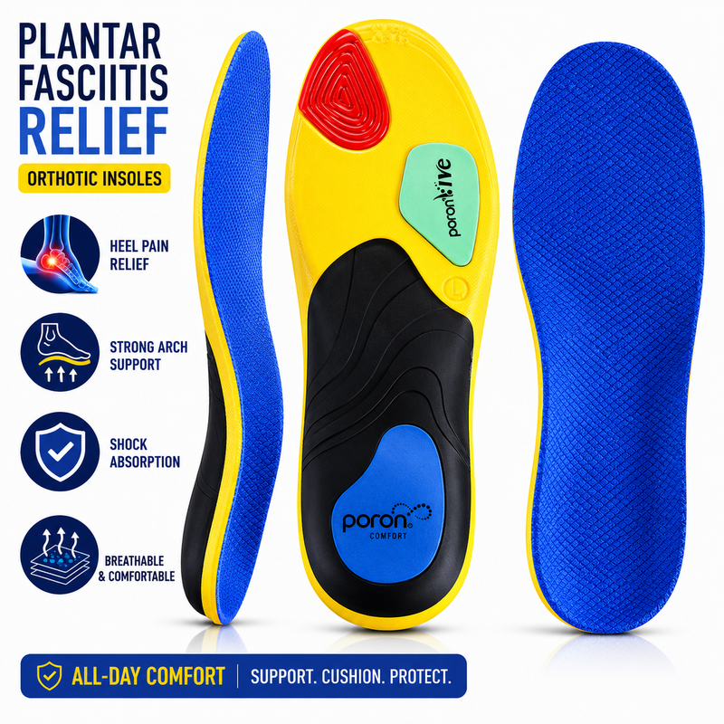 Plantar Fasciitis Insoles for Heel Pain Relief – Orthotic Arch Support Inserts with Deep Heel Cushion for Walking, Standing & Daily Foot Comfort
