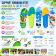 Kids Arch Support Insoles for Growing Feet – Comfortable Cushion for School & Sports Activities thumbnail