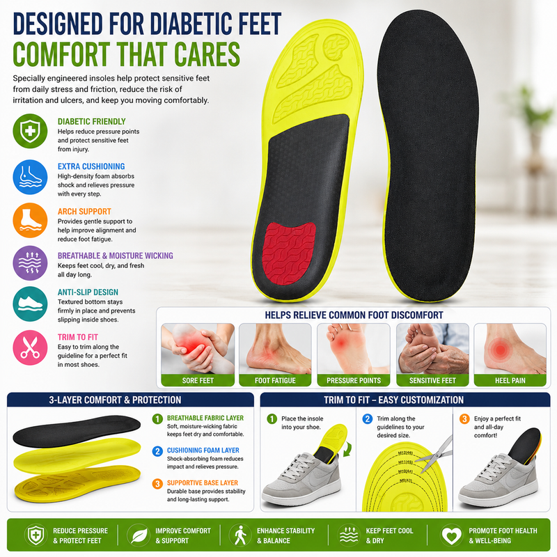 All-Day Comfort Shoe Insoles with Soft Cushioning and Arch Support