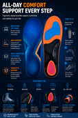 Orthotic Arch Support Insoles – Lightweight Shock Absorbing Inserts for Running, Training, Sports & Daily Activity Performance Comfort thumbnail