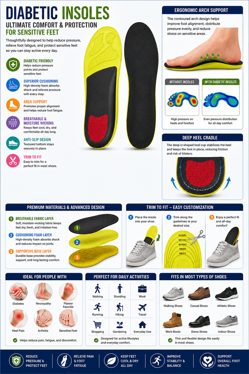 All-Day Comfort Shoe Insoles with Soft Cushioning and Arch Support